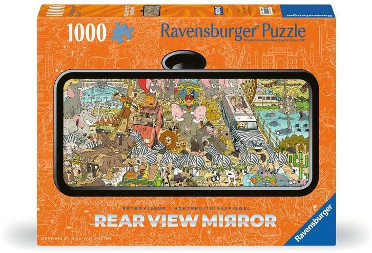 Safari Puzzel (Rearview Mirror) (1000 stukjes) |, Hobby en Vrije tijd, Denksport en Puzzels, Nieuw, Verzenden