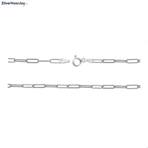 Zilveren paperclip schakel ketting 55 cm 2 mm, Sieraden, Tassen en Uiterlijk, Kettingen, Nieuw, Verzenden