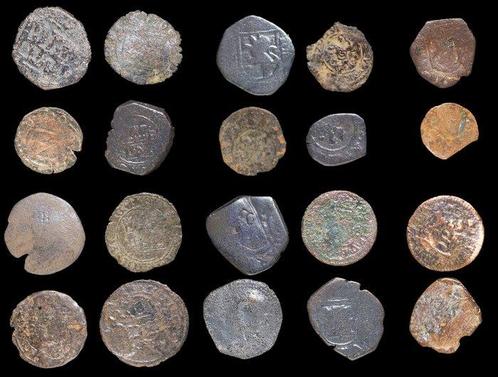 Spanje. Austrias. Lote de 20 monedas. Variedad de resellos, Postzegels en Munten, Munten | Europa | Niet-Euromunten