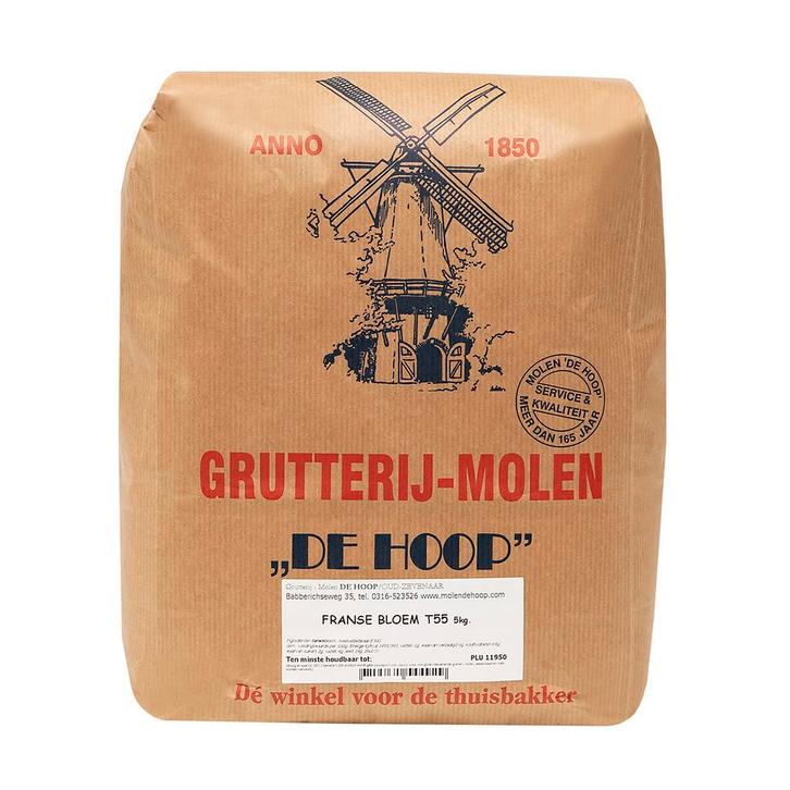 Molen de Hoop Franse Tarwebloem T55 5kg, Hobby en Vrije tijd, Taarten en Cupcakes maken, Nieuw, Verzenden