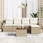 vidaXL Tuinbankenset met opslag 6 pcs Beige en Crème poly, Tuin en Terras, Tuinsets en Loungesets, Verzenden, Nieuw, Rotan