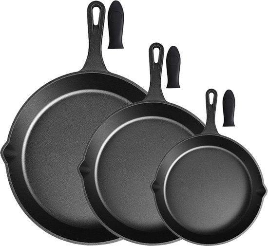 2dekans | Castex Gietijzeren Pan Tri-Set - Cast Iron Skillet, Witgoed en Apparatuur, Kookplaten, Gebruikt, Ophalen of Verzenden