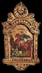 Icoon - Heilige Demetrios -   - Oud hout, Ei, Antiek en Kunst