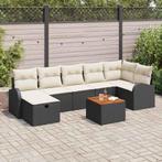 vidaXL Tuin Sofa Set met kussen met opslag 8 pcs Zwart Poly, Verzenden, Nieuw, Rotan