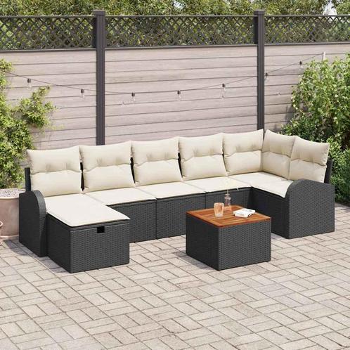 vidaXL Tuin Sofa Set met kussen met opslag 8 pcs Zwart Poly, Tuin en Terras, Tuinsets en Loungesets, Nieuw, Rotan, Verzenden