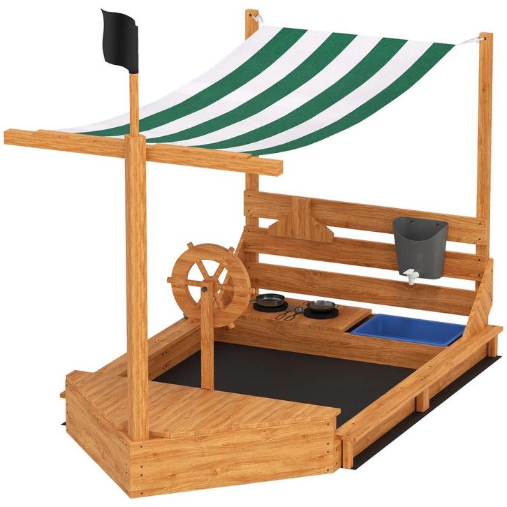 TRUUSK Zandbak Schip Ontwerp - Groot Met Deksel - Houten Mod, Kinderen en Baby's, Speelgoed | Buiten | Zandbakken, Nieuw, Verzenden