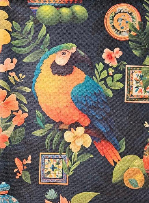Exclusieve Boheemse stof met papegaaien - artistiek ontwerp, Antiek en Kunst, Antiek | Kleden en Textiel