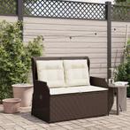 vidaXL Tuinbank met kussen Bruin Poly riet, Tuin en Terras, Tuinsets en Loungesets, Verzenden, Nieuw, Rotan