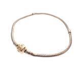 Pandora armband; Zilver met gouden slot; Snake Chain | 22 cm, Sieraden, Tassen en Uiterlijk, Goud, Gebruikt, Ophalen of Verzenden