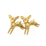 Gouden broche met herten (vintage broche, hertjes), Ophalen of Verzenden, Gebruikt, Overige kleuren, Goud