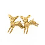 Gouden broche met herten (vintage broche, hertjes), Goud, Gebruikt, Ophalen of Verzenden, Overige kleuren