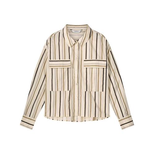 -50% Summum  Summum 2s3054-12008 122 blouse stripe poplin iv, Kleding | Dames, Blouses en Tunieken, Wit, Nieuw, Verzenden