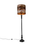 Vloerlamp zwart met kap luipaard 40 cm - Classico, Nieuw, Overige materialen, Klassiek / Antiek, 150 tot 200 cm