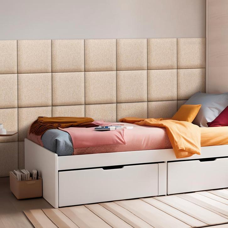 Gestoffeerde wandpanelen Carpino set van 4 stof 30x30 cm bei, Doe-het-zelf en Verbouw, Platen en Panelen, Verzenden