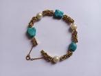 Armband - 19.2 kt. Geel goud Turquoise - Parel