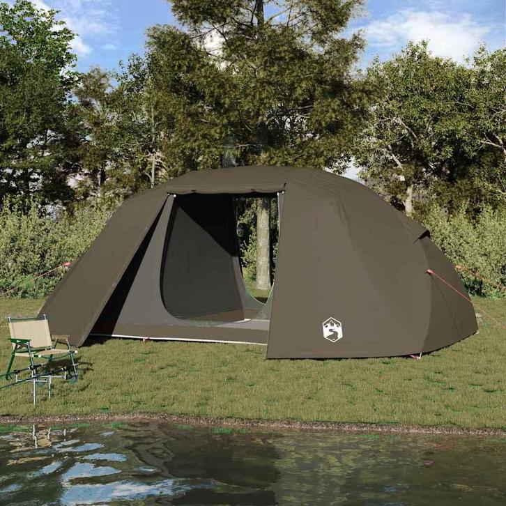 vidaXL Vistent met dak Bruin 514 x 465 x 187 cm Polyester en, Caravans en Kamperen, Tenten, Nieuw, Verzenden