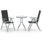vidaXL 3-delige Bistroset aluminium en textileen, Verzenden, Nieuw, Aluminium