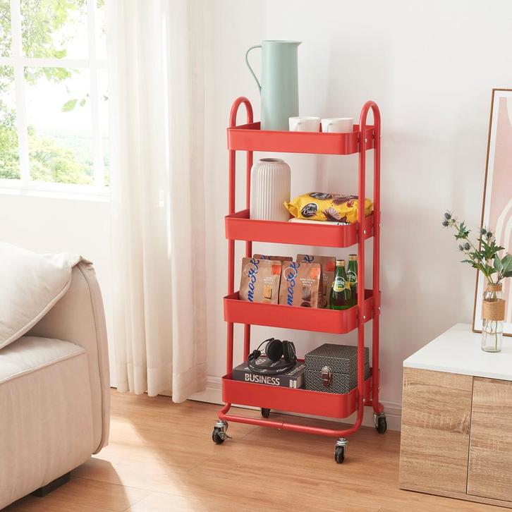 Keukentrolley Pyhäntä met 4 manden 103,5x46x35 cm rood [en.c, Huis en Inrichting, Keuken | Keukenbenodigdheden, Verzenden