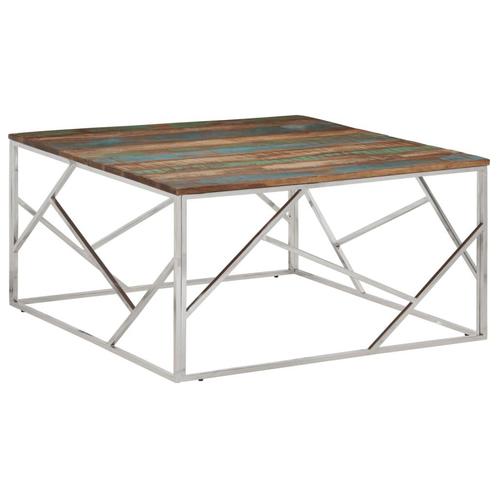 vidaXL Salontafel roestvrij staal en massief gerecycled hout, Huis en Inrichting, Tafels | Salontafels, Nieuw, Metaal, Verzenden