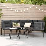 vidaXL Tuinbank met kussens L-vormig staal en textileen, Tuin en Terras, Tuinsets en Loungesets, Verzenden, Nieuw, Rvs