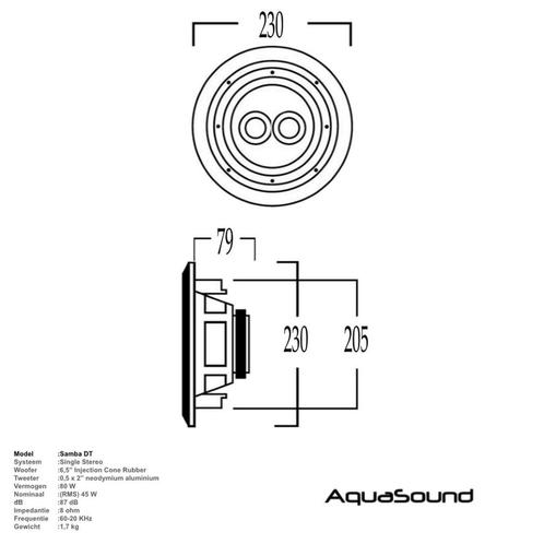 Speaker Aquasound Samba-DT (Single Stereo) Vochtbestendig, Doe-het-zelf en Verbouw, Sanitair, Ophalen of Verzenden