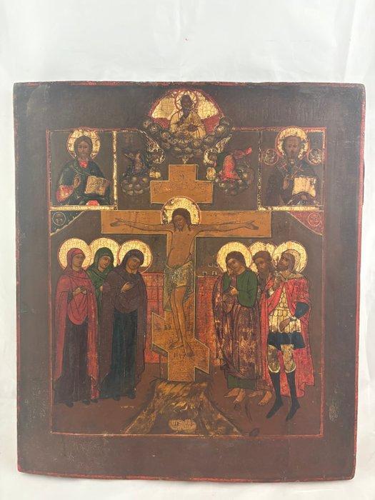 Icoon - Kruisiging van Christus - Hout, Antiek en Kunst, Kunst | Niet-Westerse kunst