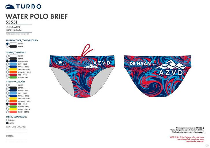 Turbo waterpolobroek azvd voorbeeld 3, Watersport en Boten, Waterpolo, Nieuw, Verzenden