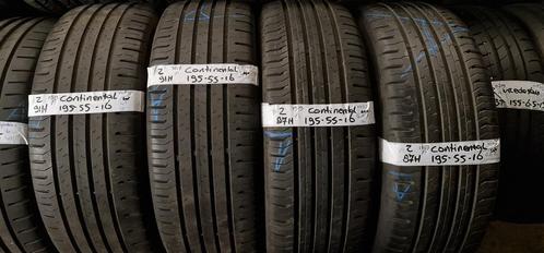 4x 195-55-16 Continental Zom 4.5+6.8mm €30+€40 PST 195 55 16, Auto-onderdelen, Banden en Velgen, 16 inch, Zomerbanden, 195 mm