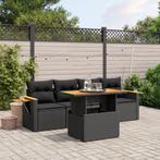 vidaXL 5-delige Loungeset met kussens poly rattan zwart, Tuin en Terras, Tuinsets en Loungesets, Verzenden, Nieuw, Rotan, Loungeset