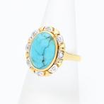 Ring - 14 karaat Geel goud, Witgoud Turquoise - Diamant, Nieuw
