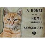 Wandbord Katten - A House Is Not A Home Without A Genger Cat, Dieren en Toebehoren, Nieuw, Ophalen of Verzenden