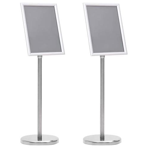vidaXL Posterstandaards 2 pcs Zilver 32.5 x 24 x 78 cm, Huis en Inrichting, Kasten | Vitrinekasten, Nieuw, Verzenden