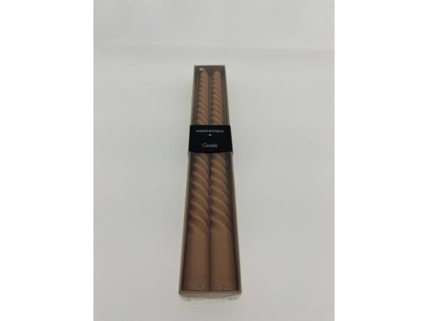 Veiling - Dinerkaars set 2-delig gedraaid 300mm Amber, Huis en Inrichting, Woonaccessoires | Kandelaars en Kaarsen