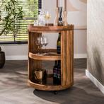 *WOONWINKEL* Wijnkast Trolley Met Ribbelhout, Verzenden, Nieuw