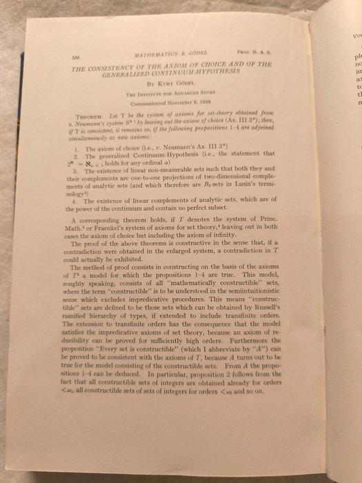 Kurt Gödel - The Consistency of the Axiom of Choice and of, Antiek en Kunst, Antiek | Boeken en Bijbels