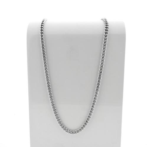 Zilveren gourmetschakel ketting | 95 cm, Sieraden, Tassen en Uiterlijk, Kettingen, Overige kleuren, Gebruikt, Zilver, Ophalen of Verzenden