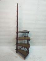 Trapje - Leder, Mahonie - Bibliotheektrapje 4 trede, Antiek en Kunst, Curiosa en Brocante