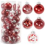 Merkloos REA 30-delige kerstballenset - rood - diverse de..., Ophalen of Verzenden, Nieuw
