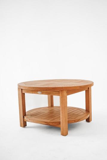 Teakhouten Salontafel Rond 80 met onderblad beschikbaar voor biedingen