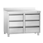 GGM Gastro | Ladekast PREMIUM met 6 laden & achterwand - |, Verzenden, Nieuw in verpakking, RVS Meubilair