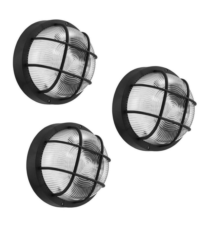 Set van 3 ronde bullseye (bulleye) buitenlampen, zwart E27, Doe-het-zelf en Verbouw, Gereedschap | Handgereedschap, Nieuw, Ophalen of Verzenden