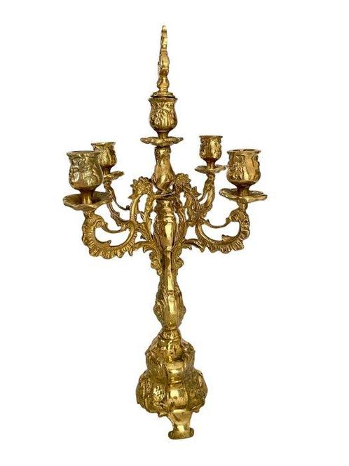 Kandelaar - Verguld brons - Barok kaarsenhouder, Antiek en Kunst, Curiosa en Brocante