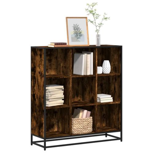 vidaXL Boekenkast 97,5x33x107,5 cm hout en metaal gerookt, Huis en Inrichting, Kasten | Boekenkasten, Nieuw, Overige houtsoorten