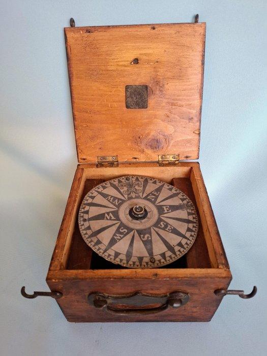 Scheepskompas - Messing, Glas, Hout - 12 december 1887, Antiek en Kunst, Curiosa en Brocante