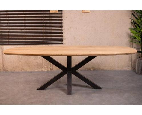 Eiken Eettafel Deens Ovaal met spinpoot - 220x110 cm | Mat, Huis en Inrichting, Tafels | Eettafels, Nieuw, Ophalen of Verzenden