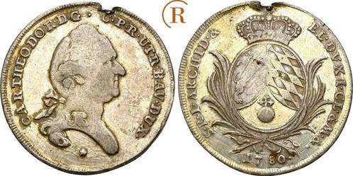 1/2 Konventionstaler, daalder Mannheim 1780 Bayern fuer d..., Postzegels en Munten, Munten | Europa | Niet-Euromunten, Verzenden
