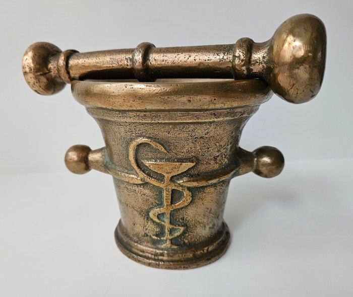 Zeldzame vijzel met apothekers logo - Vijzel en stamper -, Antiek en Kunst, Antiek | Keukenbenodigdheden