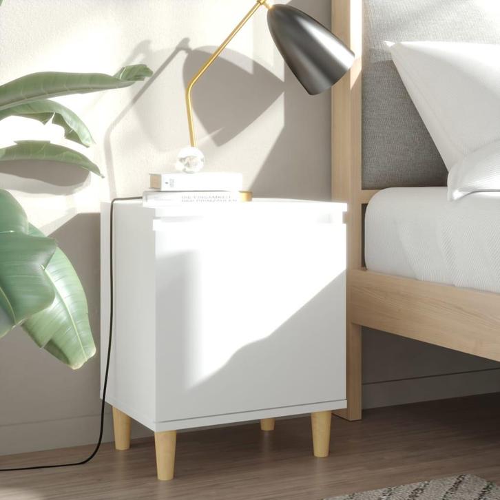 vidaXL Nachtkastjes 2 st met massief houten poten 40x30x50, Huis en Inrichting, Slaapkamer | Nachtkastjes, Nieuw, Minder dan 45 cm