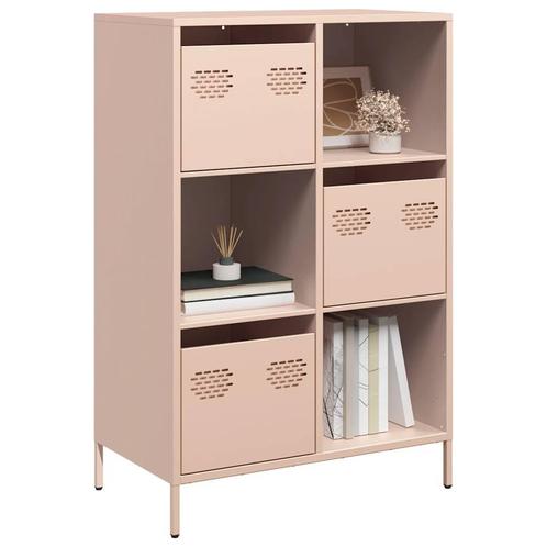 vidaXL buffetkast 68x39x103,5 cm staal roze, Huis en Inrichting, Kasten | Buffetkasten, Nieuw, Metaal, Verzenden
