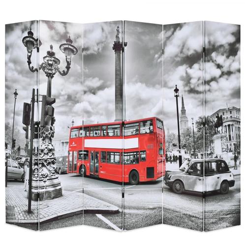 vidaXL Kamerscherm inklapbaar Londen bus 228x170 cm zwart en, Huis en Inrichting, Woonaccessoires | Kamerschermen, Nieuw, Verzenden